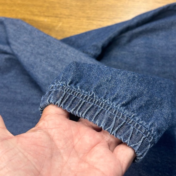 Blair Denim‎ Jean Jacket XL Embroidered Floral Pockets Zip Up Blue - Picture 6 of 12